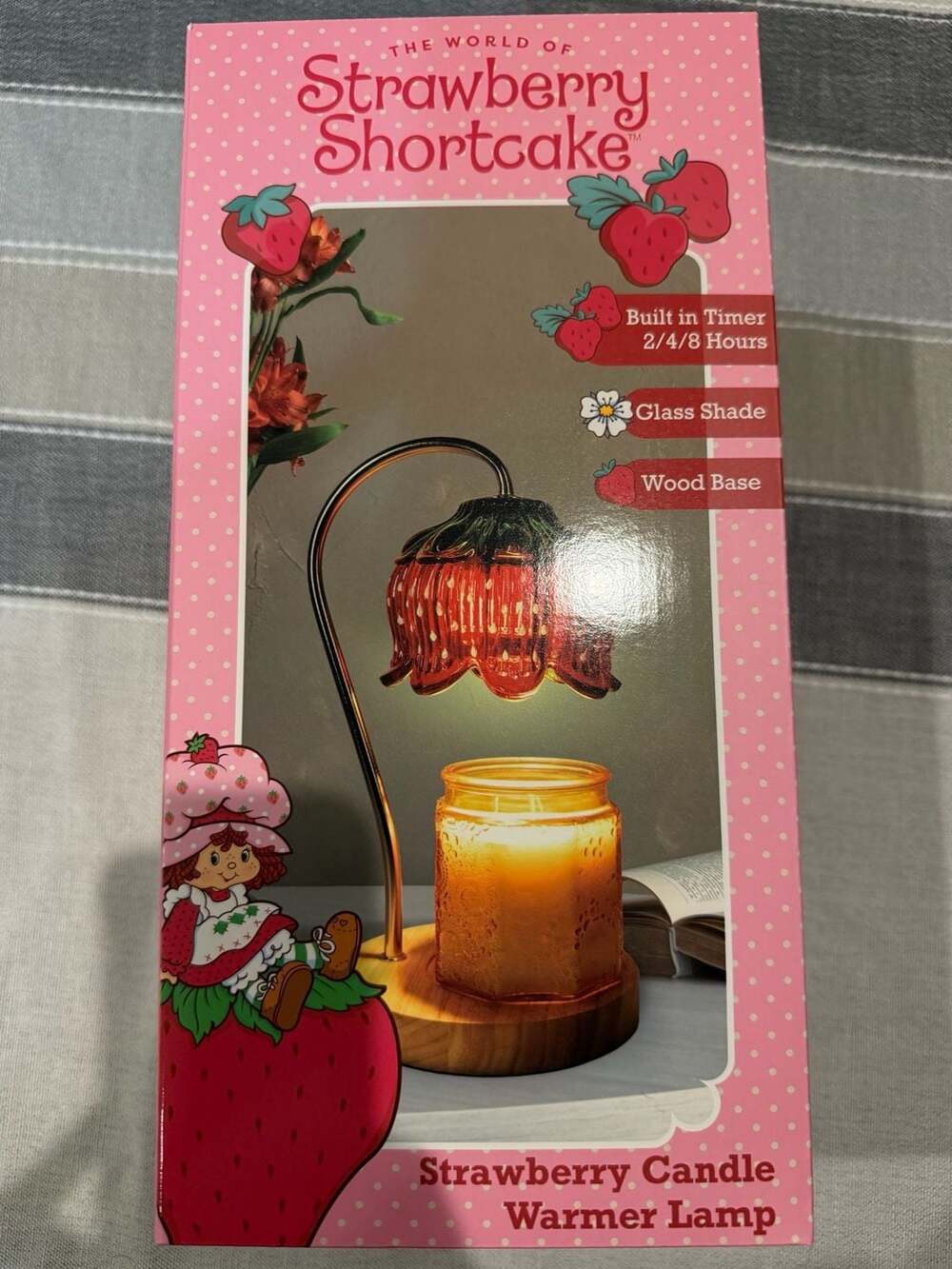 Strawberry Shortcake Candle Warmer Lamp Glass Wood Base